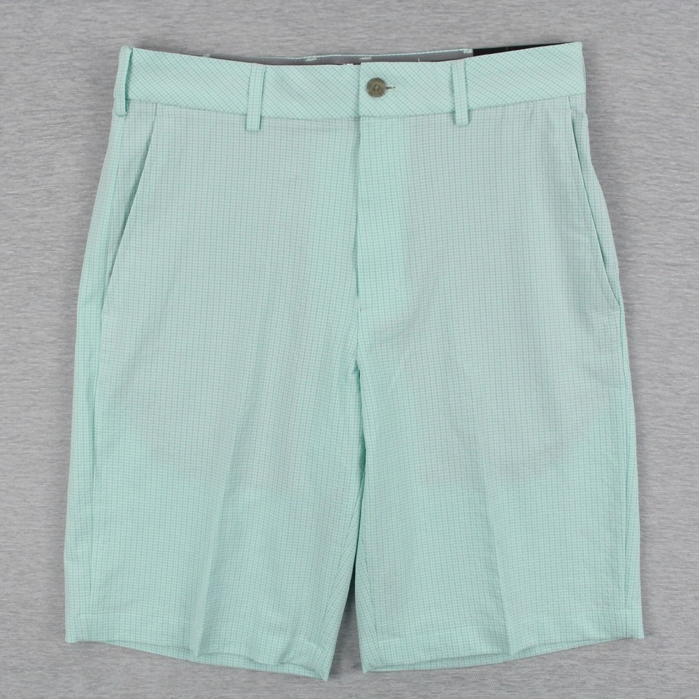 Walter Hagan Perfect 11 Seersucker 10" Shorts Mens Size 30 Light Green Poly NEW